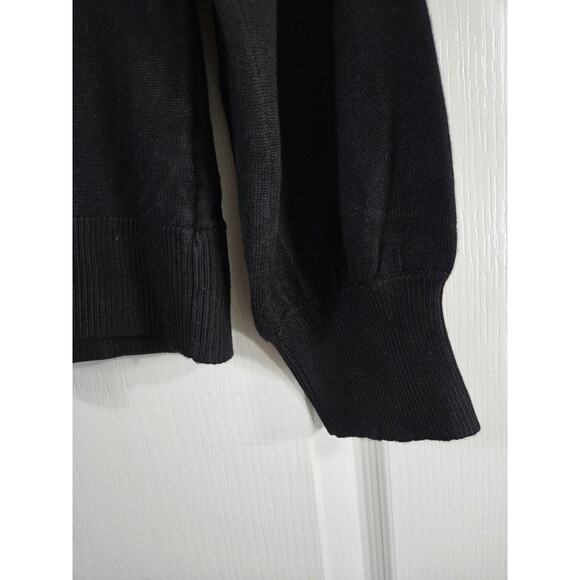 Cable & Gauge Rhinestone Glitter Black Silver Collared Chic Sweater NWT Medium - Picture 12 of 13